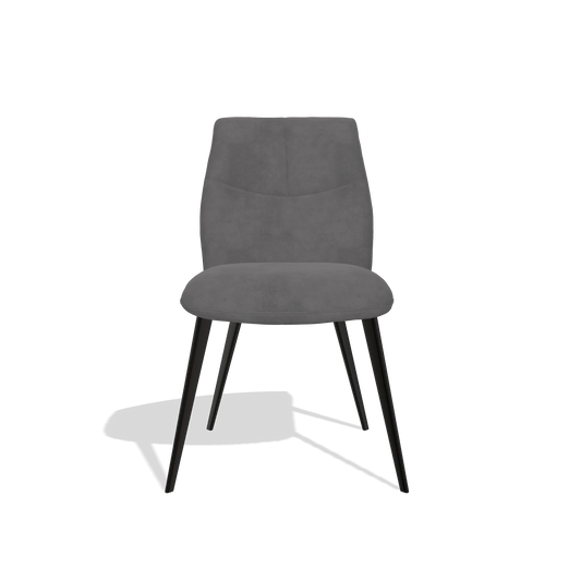 Silla de comedor sin reposabrazos Bari 6405 en tela Adore 180 (gris oscuro), patas en negro, vista frontal