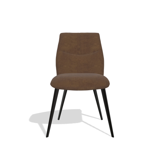 Silla de comedor sin reposabrazos Bari 6405 en tela Adore 28 (chocolate), patas en negro, vista frontal