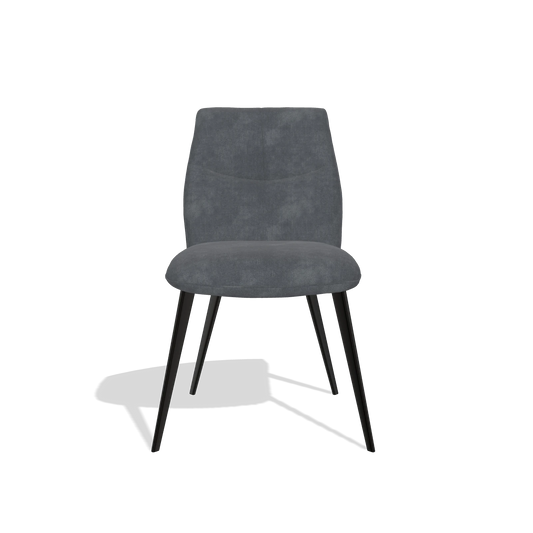 Silla de comedor sin reposabrazos Bari 6405 en tela Adore 56 (antracita), patas en negro, vista frontal
