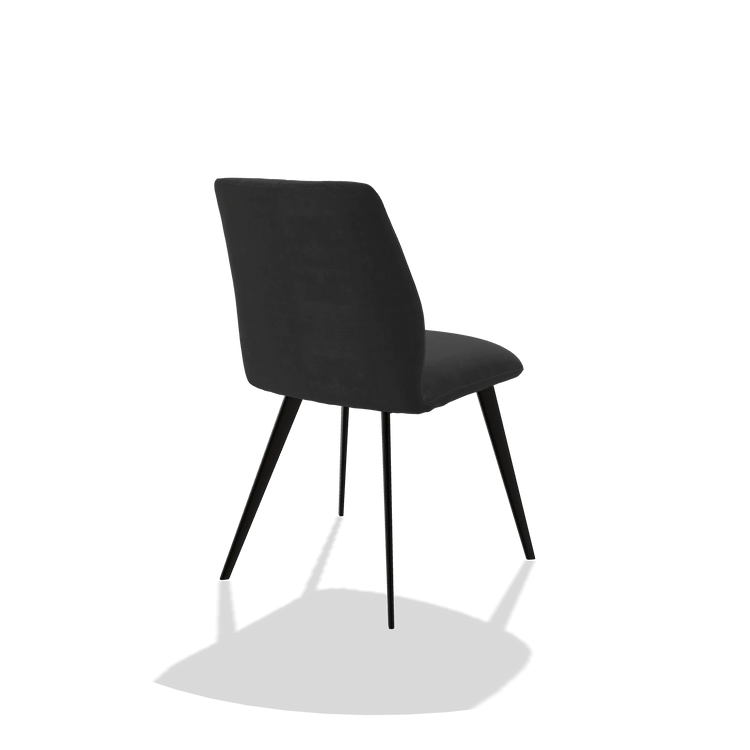 Esszimmerstuhl ohne Armlehnen Bari 6405 in Stoff Adore 67 (Schwarz), Beine in Schwarz, Schrägansicht von hinten