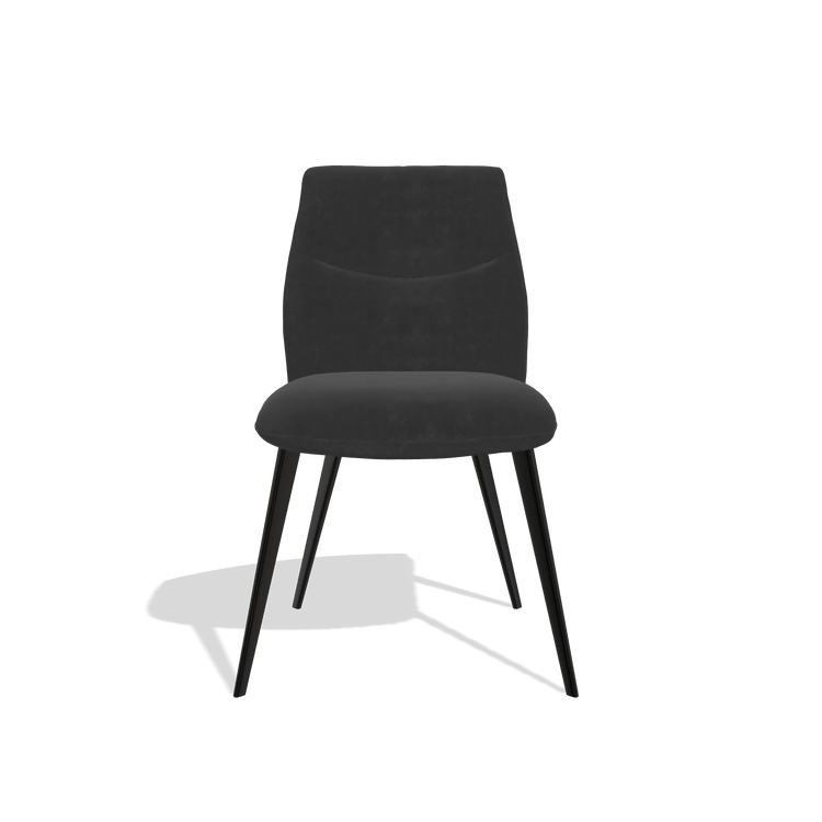 Esszimmerstuhl ohne Armlehnen Bari 6405 in Stoff Adore 67 (Schwarz), Beine in Schwarz, Vorderansicht