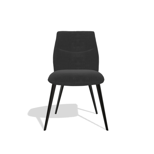 Silla de comedor sin reposabrazos Bari 6405 en tela Adore 67 (negro), patas en negro, vista frontal