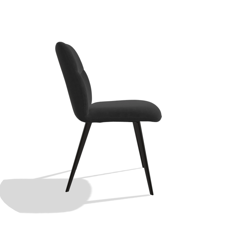Esszimmerstuhl ohne Armlehnen Bari 6405 in Stoff Adore 67 (Schwarz), Beine in Schwarz, Seitenansicht