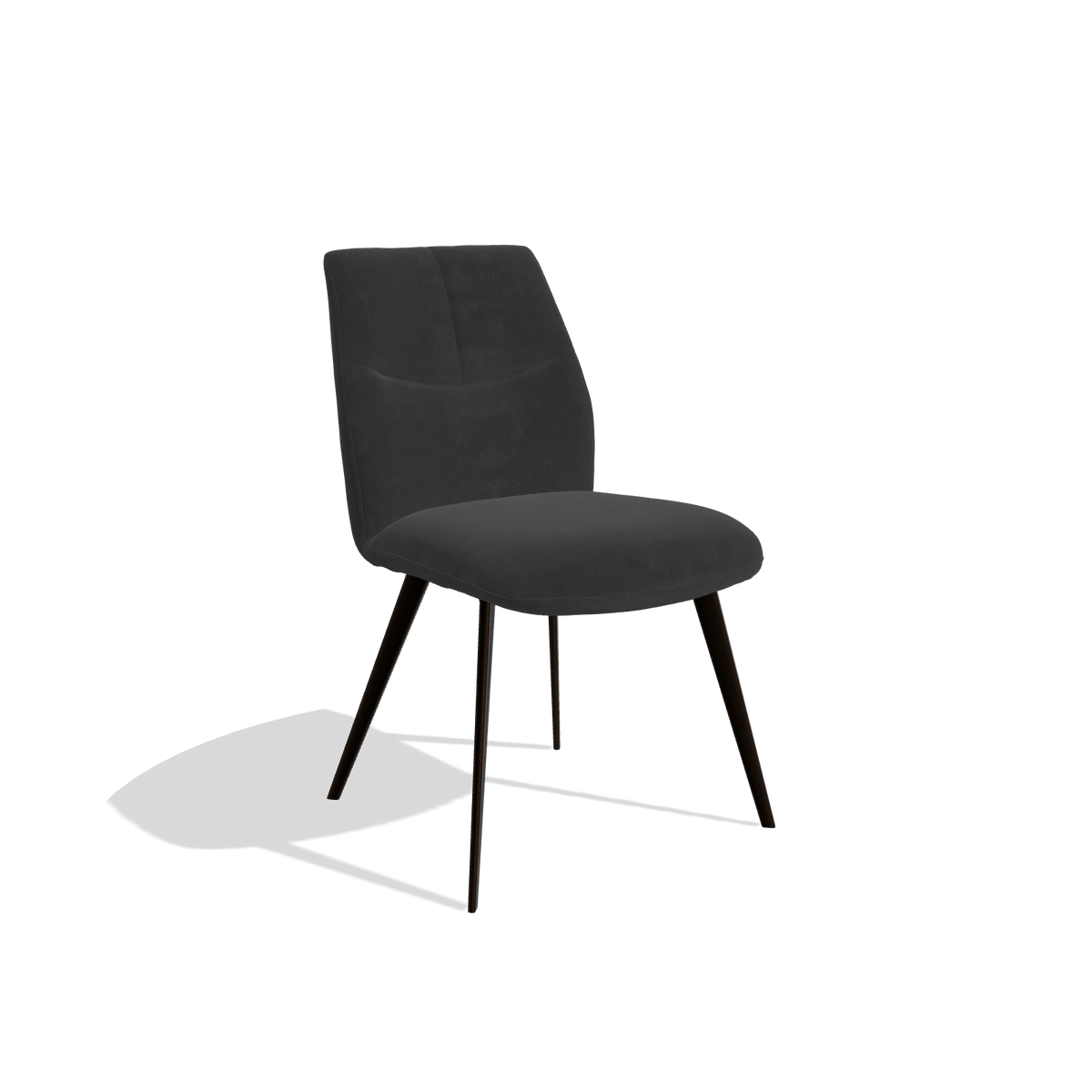 Esszimmerstuhl ohne Armlehnen Bari 6405 in Stoff Adore 67 (Schwarz), Beine in Espresso, Schrägansicht