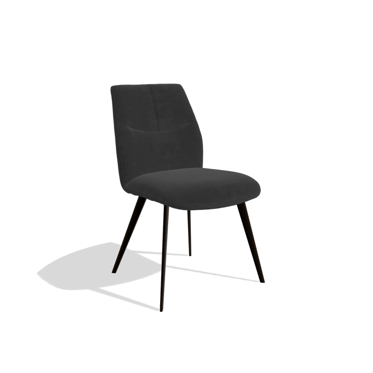 Esszimmerstuhl ohne Armlehnen Bari 6405 in Stoff Adore 67 (Schwarz), Beine in Espresso, Schrägansicht