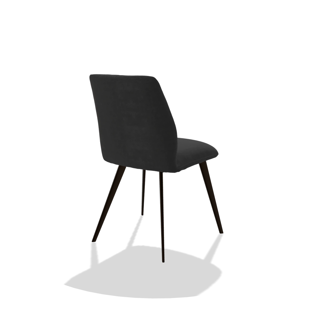Esszimmerstuhl ohne Armlehnen Bari 6405 in Stoff Adore 67 (Schwarz), Beine in Espresso, Schrägansicht von hinten