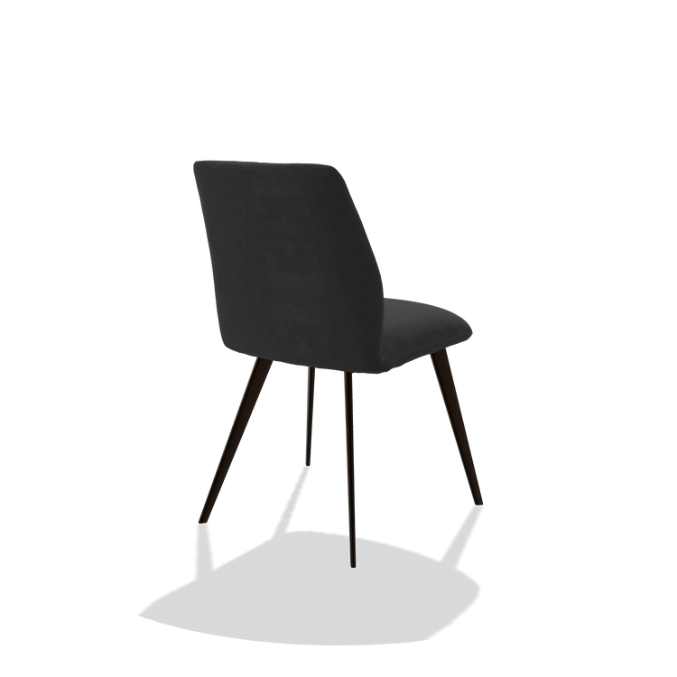 Esszimmerstuhl ohne Armlehnen Bari 6405 in Stoff Adore 67 (Schwarz), Beine in Espresso, Schrägansicht von hinten