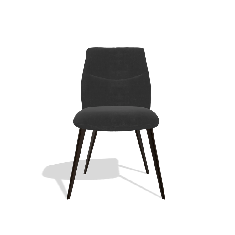 Esszimmerstuhl ohne Armlehnen Bari 6405 in Stoff Adore 67 (Schwarz), Beine in Espresso, Vorderansicht