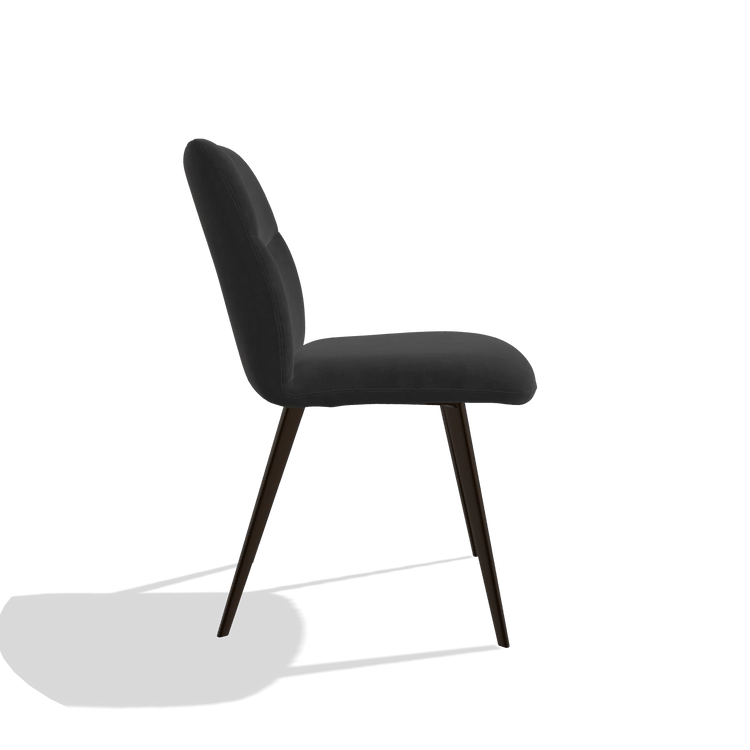 Esszimmerstuhl ohne Armlehnen Bari 6405 in Stoff Adore 67 (Schwarz), Beine in Espresso, Seitenansicht