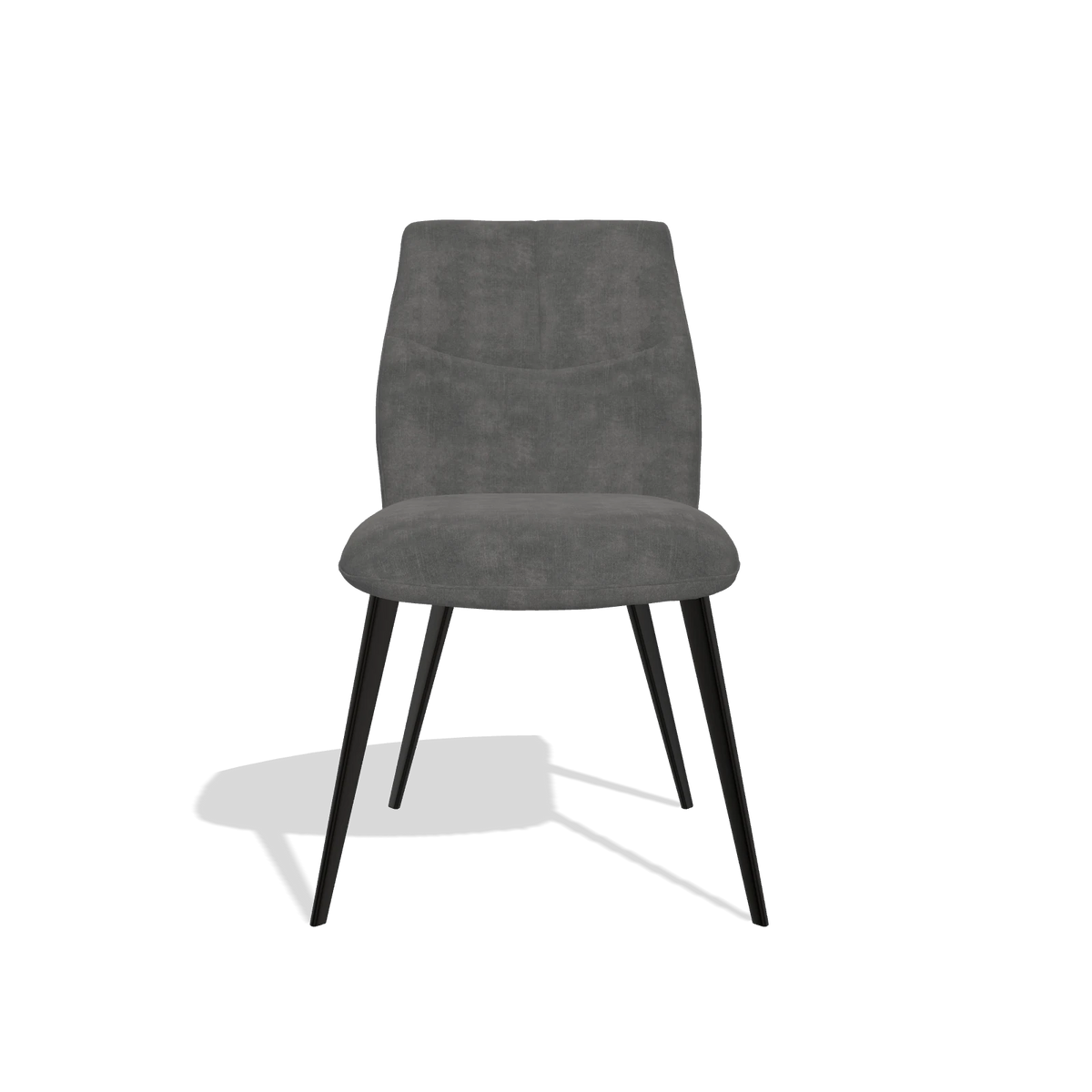 Silla de comedor sin reposabrazos Bari 6405 en tela Adore 68 (gris oscuro), patas en negro, vista frontal