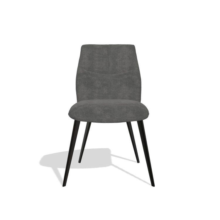 Silla de comedor sin reposabrazos Bari 6405 en tela Adore 68 (gris oscuro), patas en negro, vista frontal