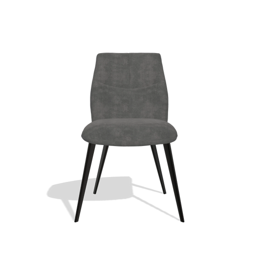Silla de comedor sin reposabrazos Bari 6405 en tela Adore 68 (gris oscuro), patas en negro, vista frontal