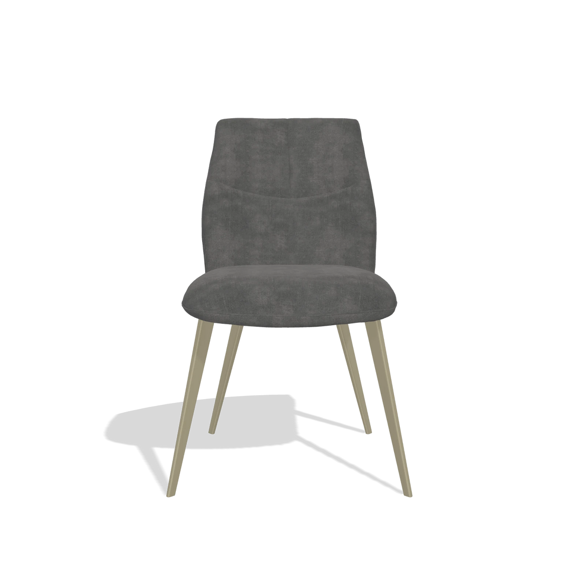Silla de comedor sin reposabrazos Bari 6405 en tela Adore 68 (gris oscuro), patas en champán, vista frontal