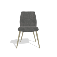 Silla de comedor sin reposabrazos Bari 6405 en tela Adore 68 (gris oscuro), patas en champán, vista frontal