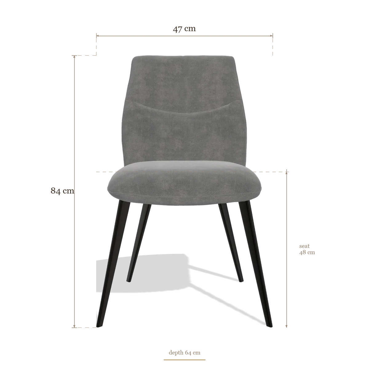 Silla de comedor sin reposabrazos Bari 6405, medidas 47 x 64 x 84 cm