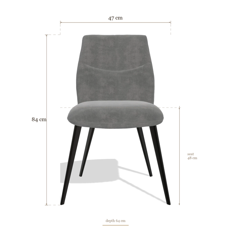 Silla de comedor sin reposabrazos Bari 6405, medidas 47 x 64 x 84 cm