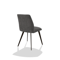 Silla de comedor sin reposabrazos Bari 6405 en tela Adore 68 (gris oscuro), patas en espresso, vista trasera en ángulo