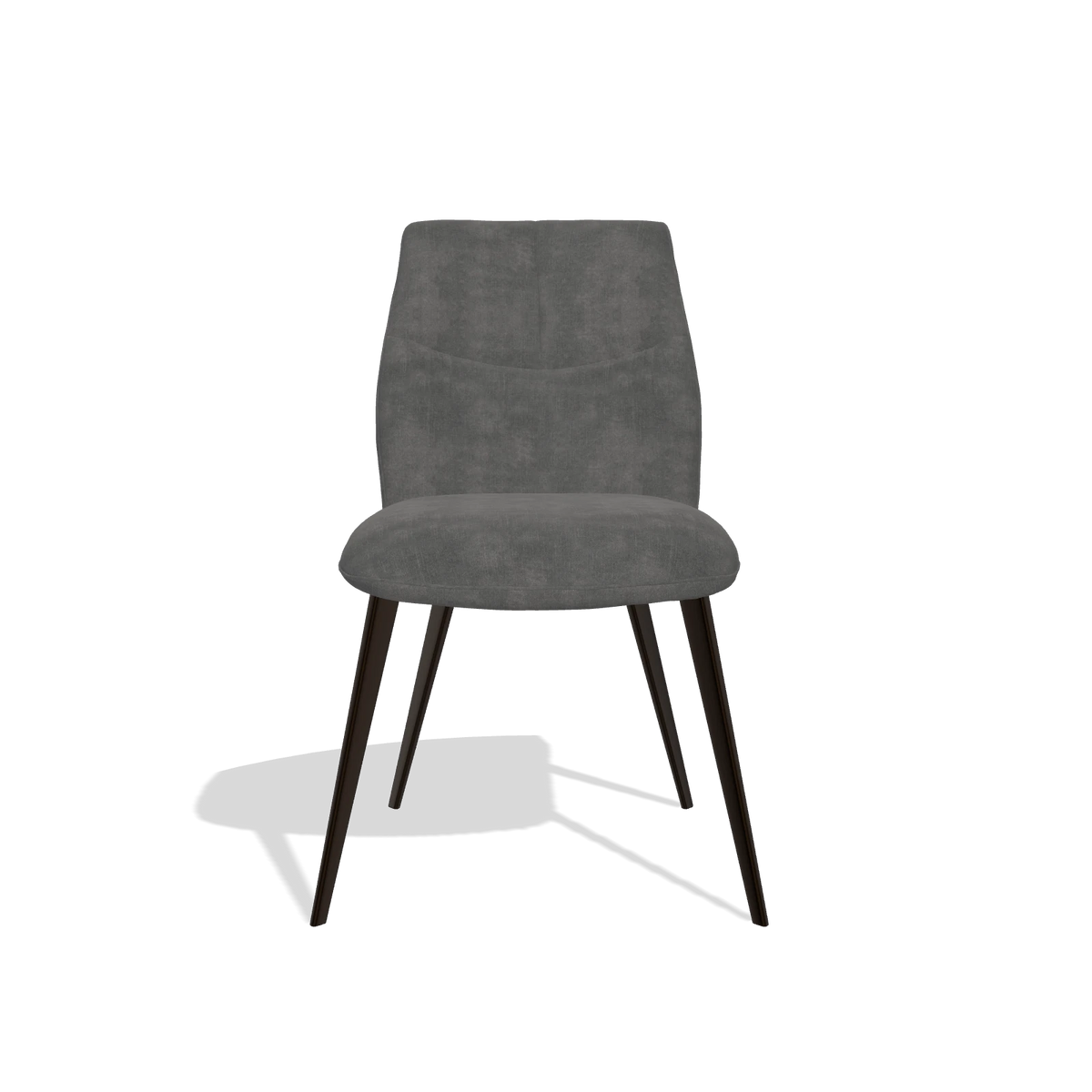 Silla de comedor sin reposabrazos Bari 6405 en tela Adore 68 (gris oscuro), patas en espresso, vista frontal
