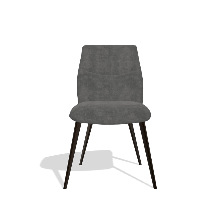 Silla de comedor sin reposabrazos Bari 6405 en tela Adore 68 (gris oscuro), patas en espresso, vista frontal