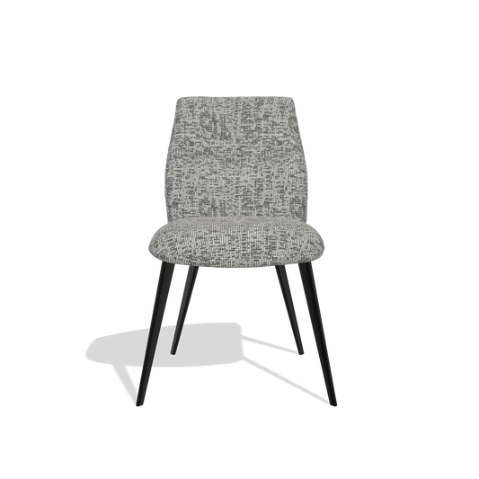 Silla de comedor sin reposabrazos Bari 6405 en tela Be Fine 45 (topo), patas en negro, vista frontal