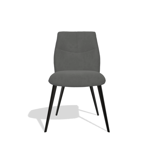 Silla de comedor sin reposabrazos Bari 6405 en tela Bull 67 (gris oscuro), patas en negro, vista frontal