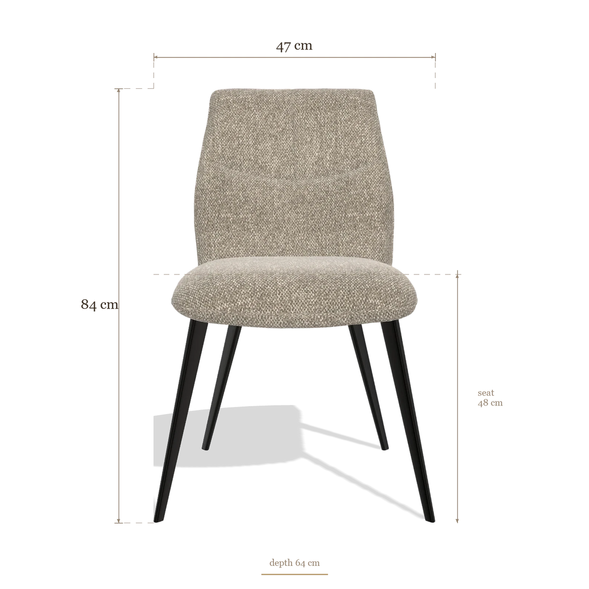 Silla de comedor sin reposabrazos Bari 6405, medidas 47 x 64 x 84 cm