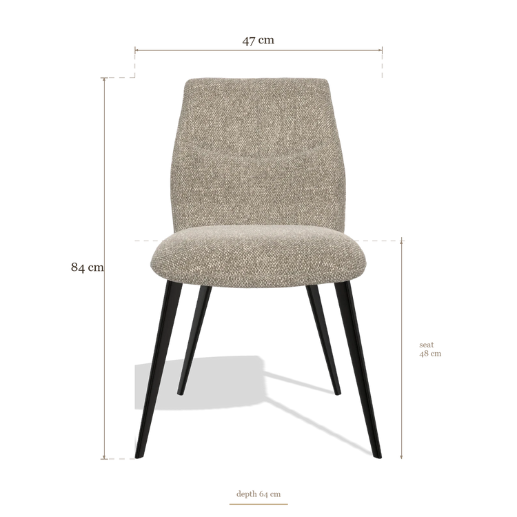 Silla de comedor sin reposabrazos Bari 6405, medidas 47 x 64 x 84 cm