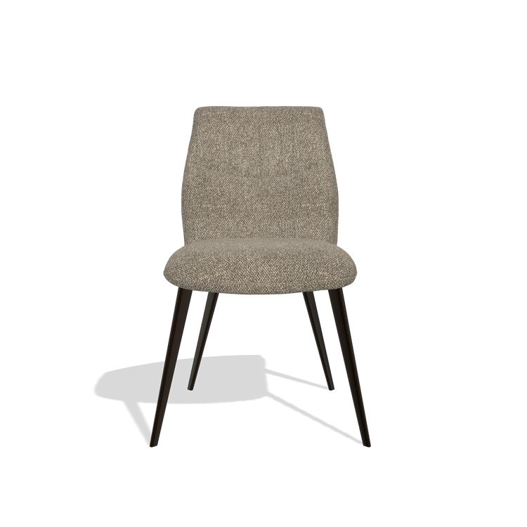 Silla de comedor sin reposabrazos Bari 6405 en tela Cayenne 55 (topo), patas en espresso, vista frontal