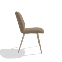 Armless Dining Chair Bari 6405 in Glory 13 fabric (taupe), champagne legs, side view