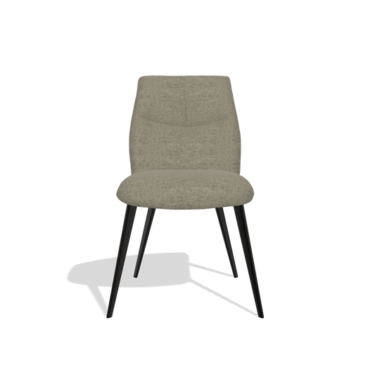 Silla de comedor sin reposabrazos Bari 6405 en tela Guard 193 (topo), patas en negro, vista frontal