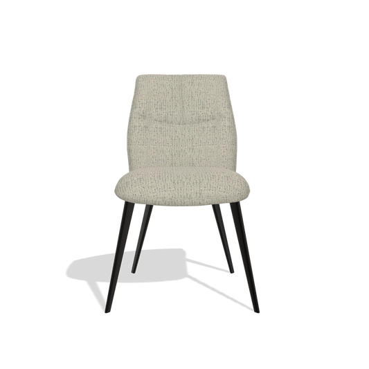 Silla de comedor sin reposabrazos Bari 6405 en tela Horta 05 (greige), patas en negro, vista frontal
