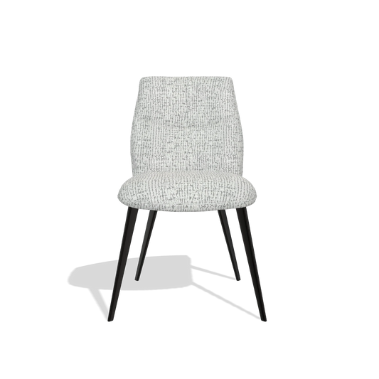 Silla de comedor sin reposabrazos Bari 6405 en tela Horta 101 (gris claro), patas en negro, vista frontal
