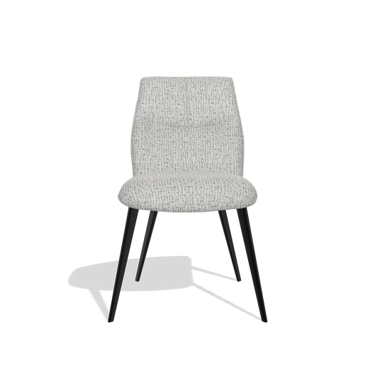 Silla de comedor sin reposabrazos Bari 6405 en tela Horta 106 (gris claro), patas en negro, vista frontal
