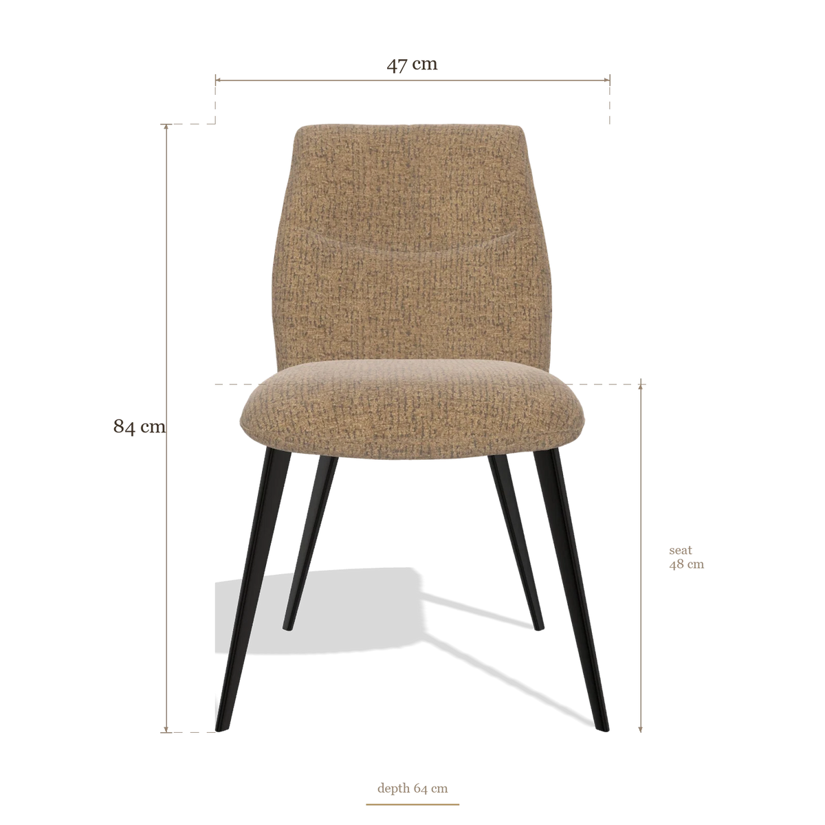 Sedia da pranzo senza braccioli Bari 6405, dimensioni 47 x 64 x 84 cm