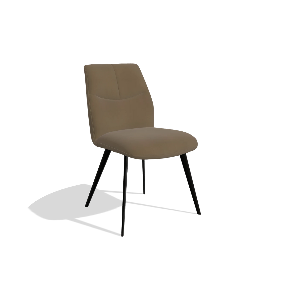 Sedia da pranzo senza braccioli Bari 6405 in Pelle A802 (oliva), gambe in nero, vista angolata