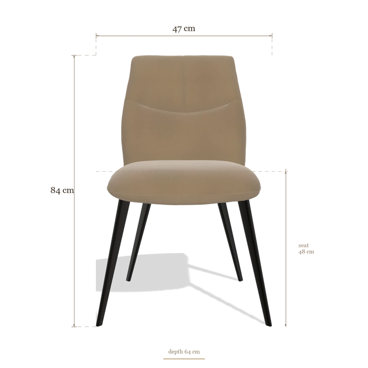 Sedia da pranzo senza braccioli Bari 6405, dimensioni 47 x 64 x 84 cm
