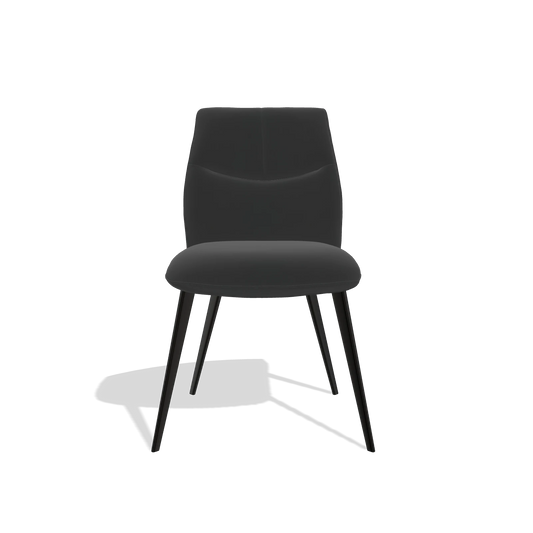 Esszimmerstuhl ohne Armlehnen Bari 6405 in Leder A804 (Schwarz), Beine in Schwarz, Vorderansicht
