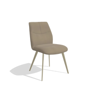 Sedia da pranzo senza braccioli Bari 6405 in Pelle A824 (verde salvia), gambe in champagne, vista angolata