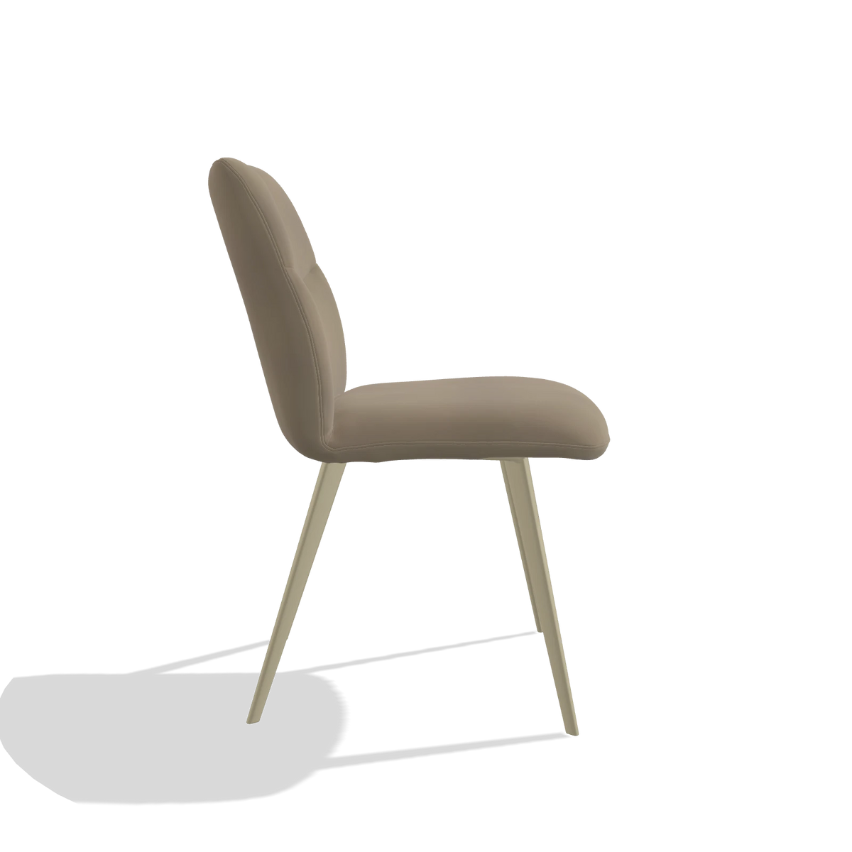 Sedia da pranzo senza braccioli Bari 6405 in Pelle A824 (verde salvia), gambe in champagne, vista laterale