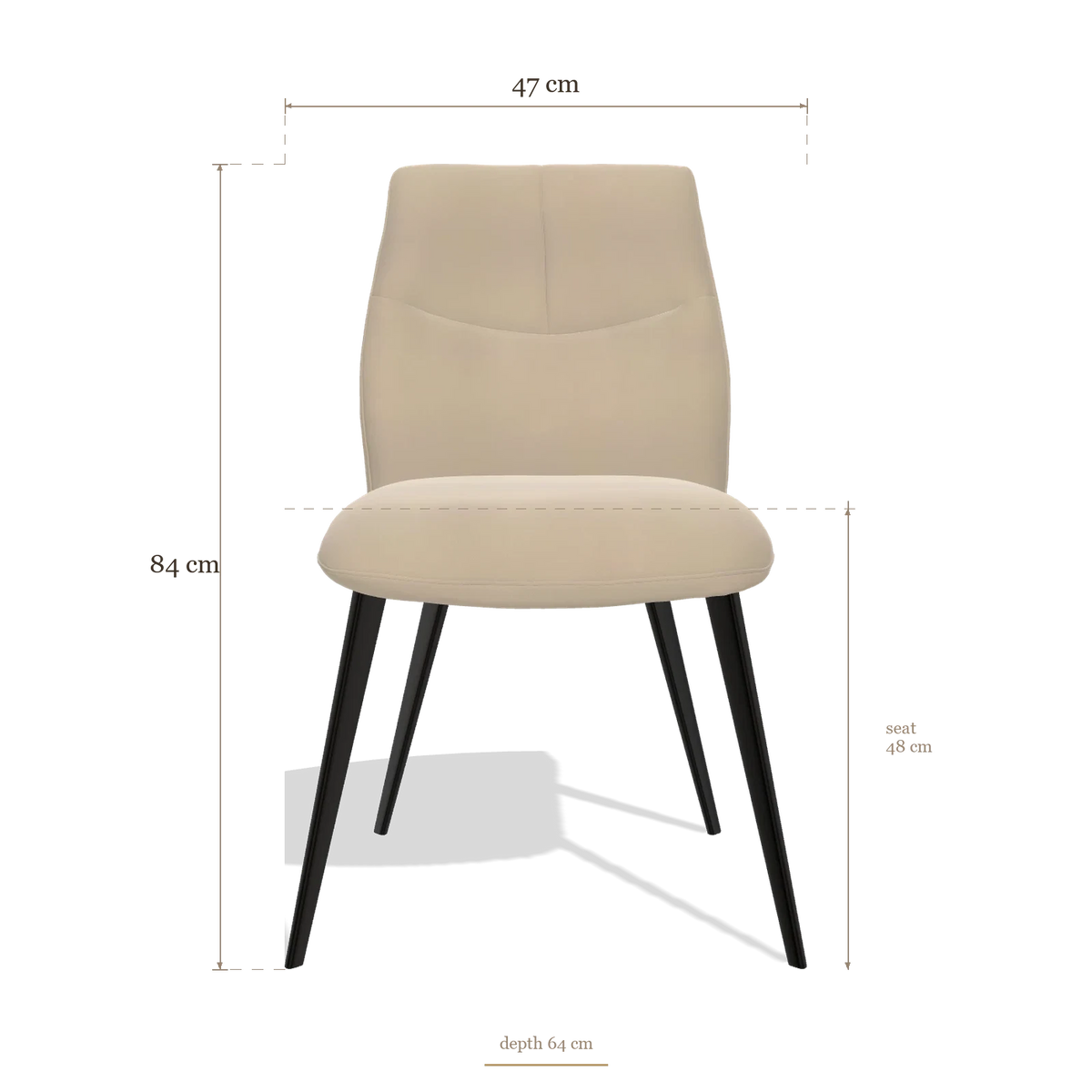 Sedia da pranzo senza braccioli Bari 6405, dimensioni 47 x 64 x 84 cm