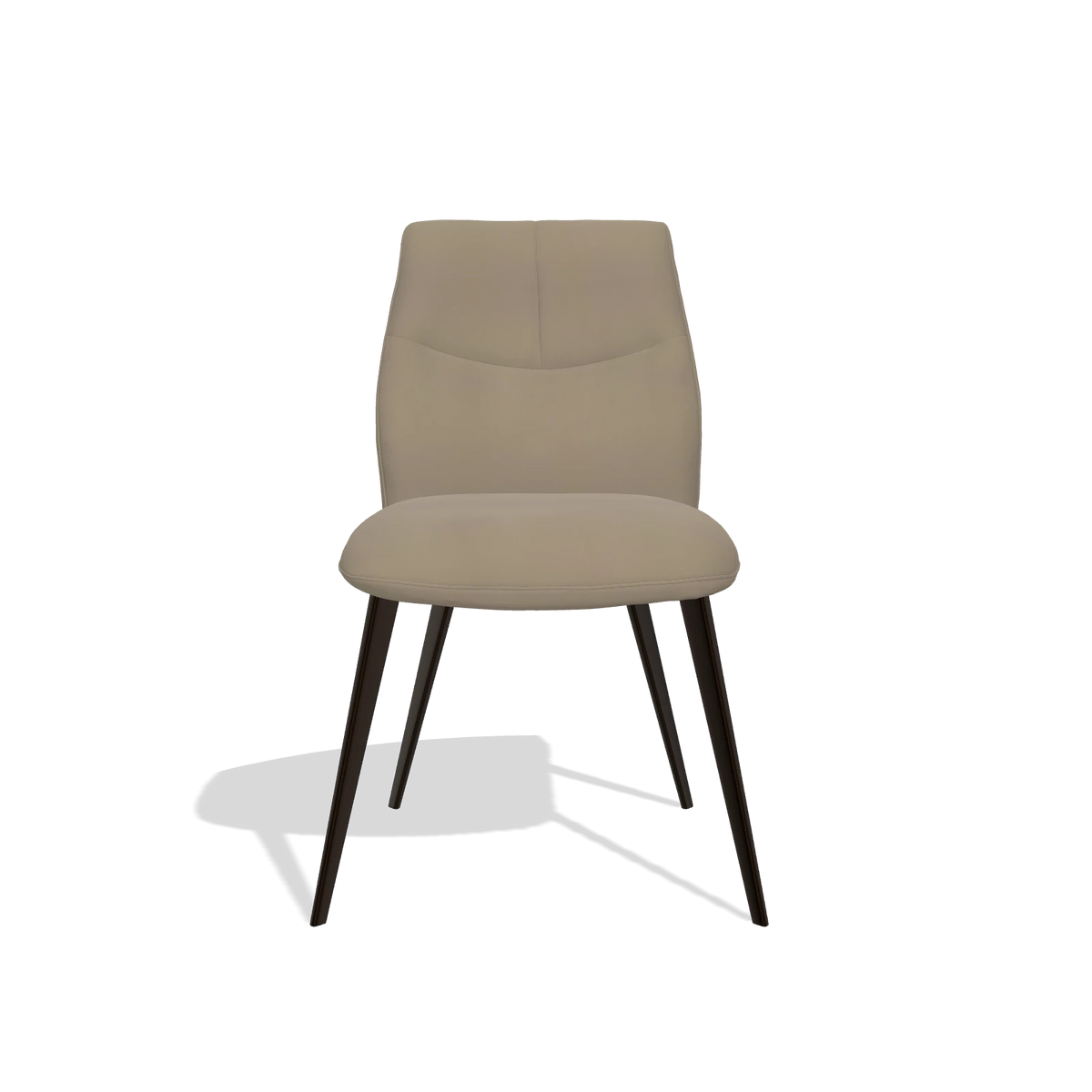 Sedia da pranzo senza braccioli Bari 6405 in Pelle A824 (verde salvia), gambe in espresso, vista frontale