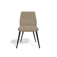 Sedia da pranzo senza braccioli Bari 6405 in Pelle A824 (verde salvia), gambe in espresso, vista frontale