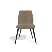 Silla de comedor sin reposabrazos Bari 6405 en Piel B402 (topo), patas en negro, vista frontal