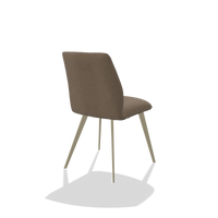 Silla de comedor sin reposabrazos Bari 6405 en Piel B402 (topo), patas en champán, vista trasera en ángulo