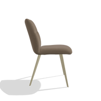 Silla de comedor sin reposabrazos Bari 6405 en Piel B402 (topo), patas en champán, vista lateral