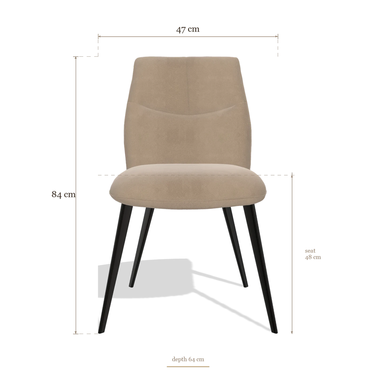Silla de comedor sin reposabrazos Bari 6405, medidas 47 x 64 x 84 cm