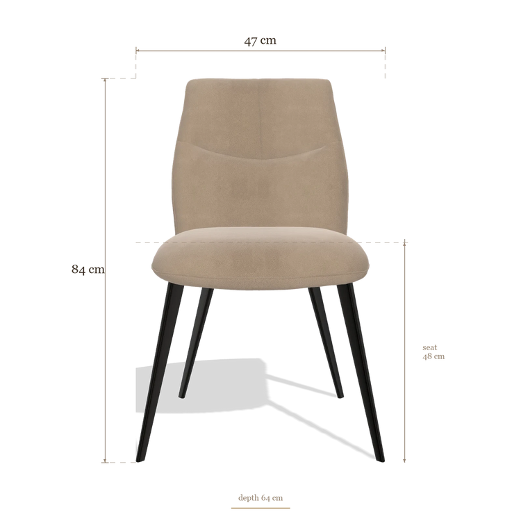 Silla de comedor sin reposabrazos Bari 6405, medidas 47 x 64 x 84 cm