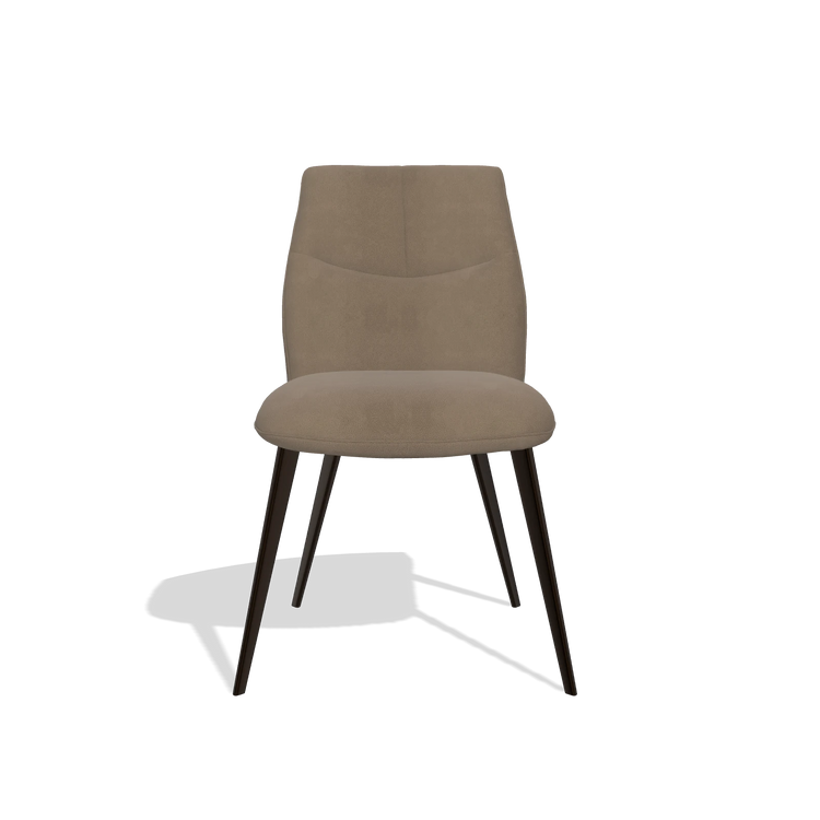 Silla de comedor sin reposabrazos Bari 6405 en Piel B402 (topo), patas en espresso, vista frontal