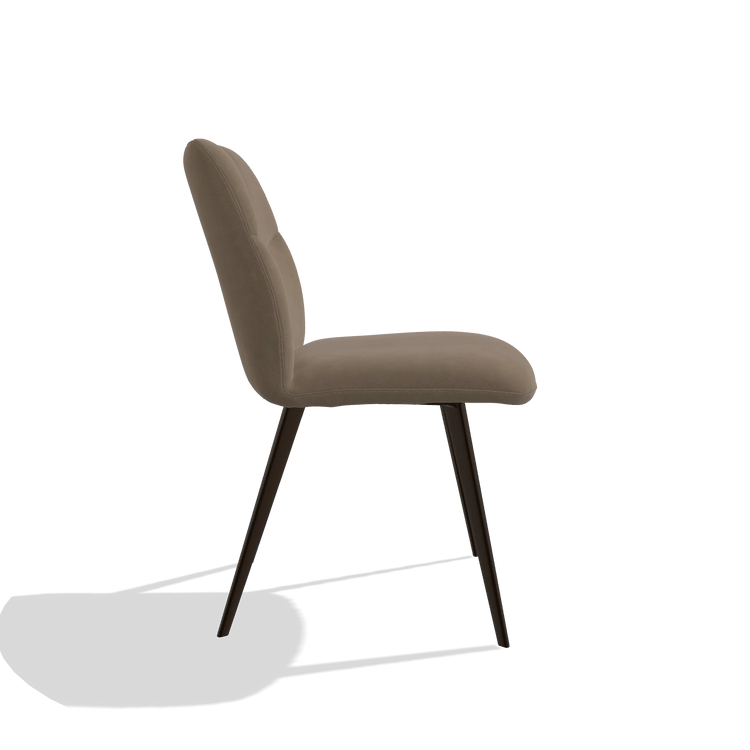 Silla de comedor sin reposabrazos Bari 6405 en Piel B402 (topo), patas en espresso, vista lateral