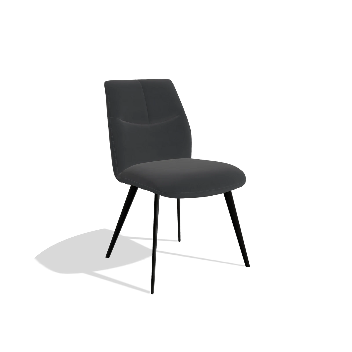 Esszimmerstuhl ohne Armlehnen Bari 6405 in Leder B900 (Schwarz), Beine in Schwarz, Schrägansicht
